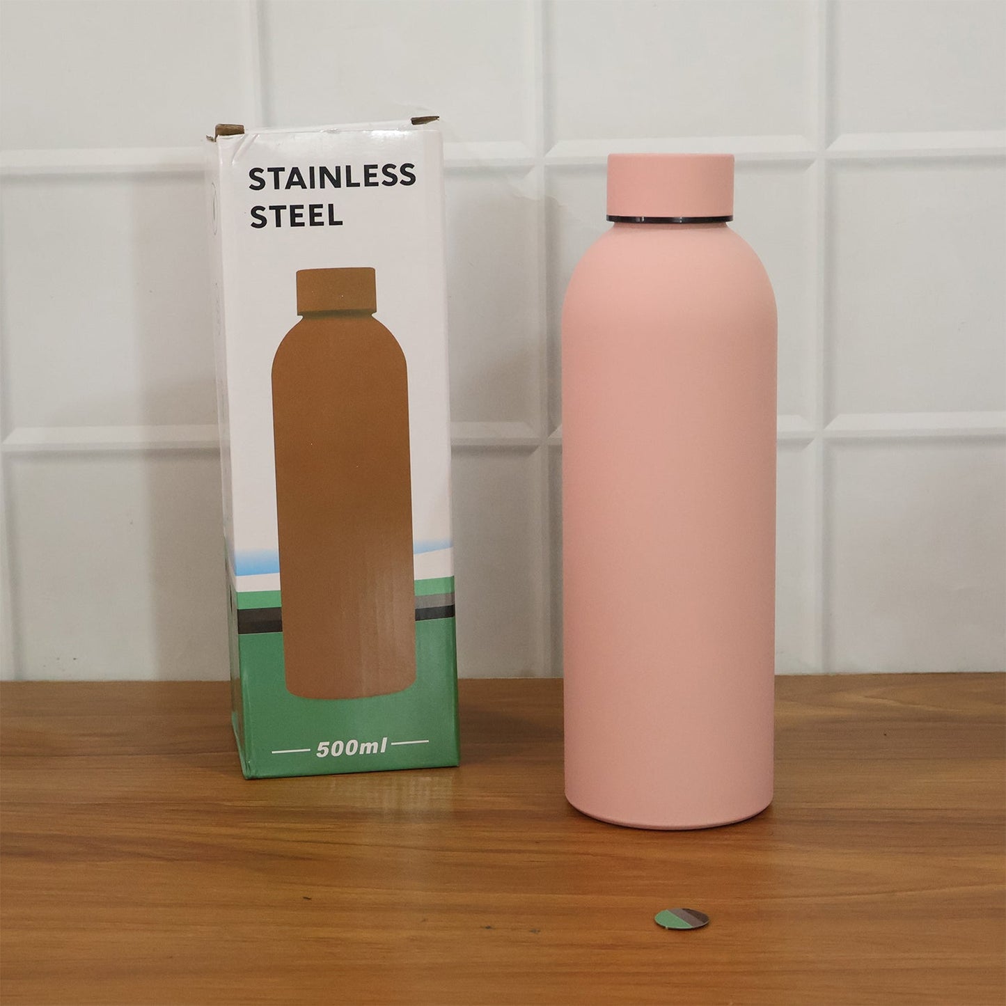 Stainless Steel Double Wall Vacuum-Insulated Drink Water (Pink / 500 ML Approx)