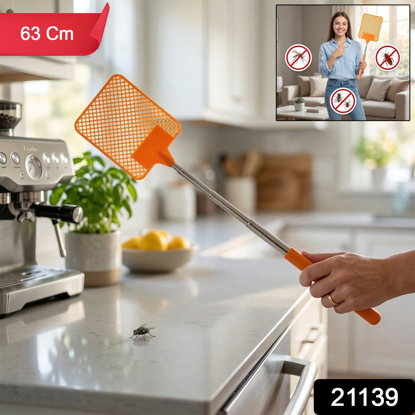 extendable handle fly swatter
