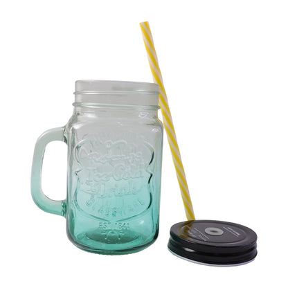 Drinking Cup / Glass / Mug Mason Jar with Handle & Straw