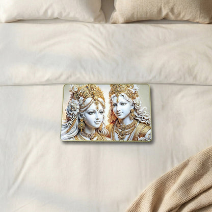 Elegant Radha Krishna Golden Finish Wall Art Frame 45x30 Cm (1 Pc)