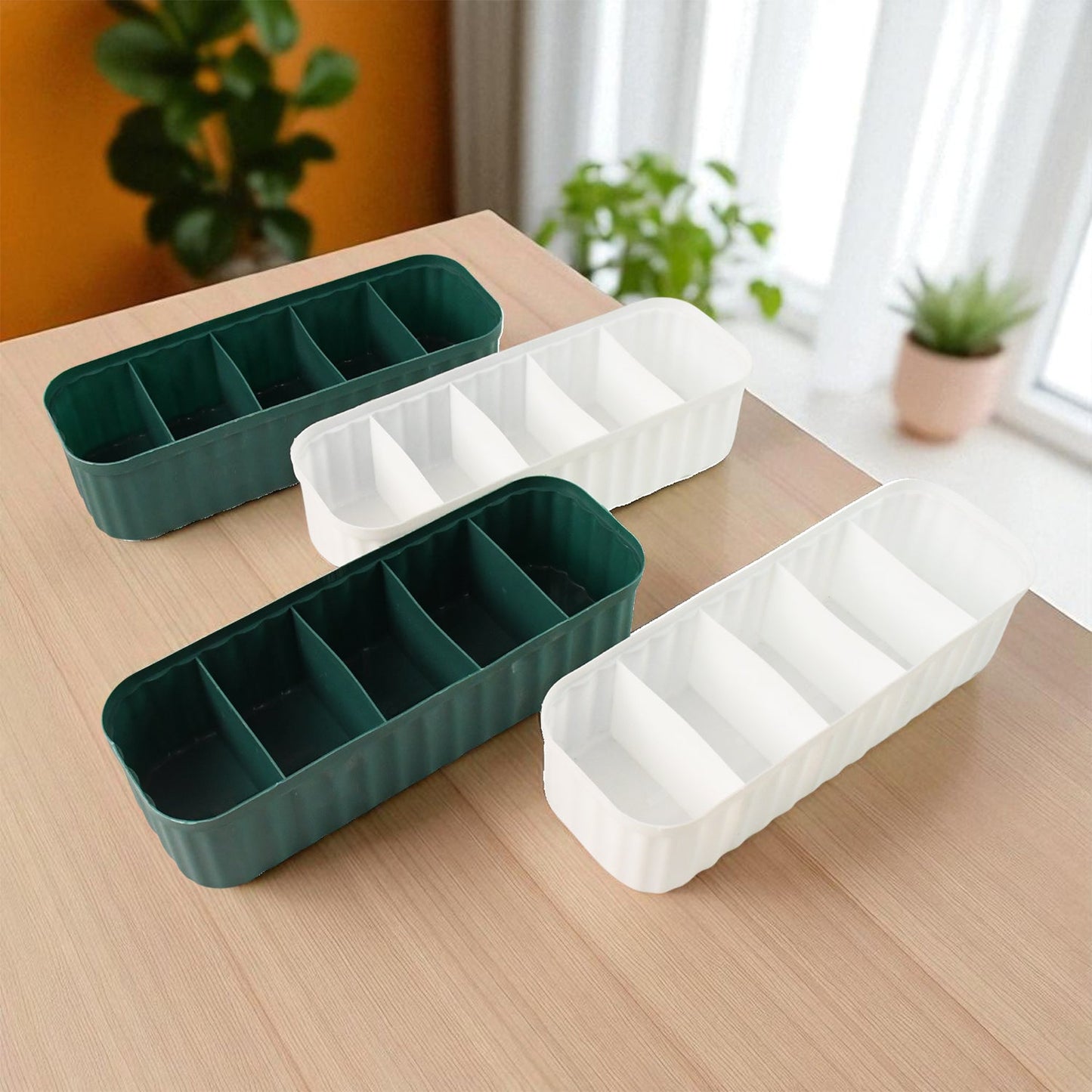 5 Compartments Socks / Handkerchief / Underwear Storage Boxes, Socks tray (pack of 4)