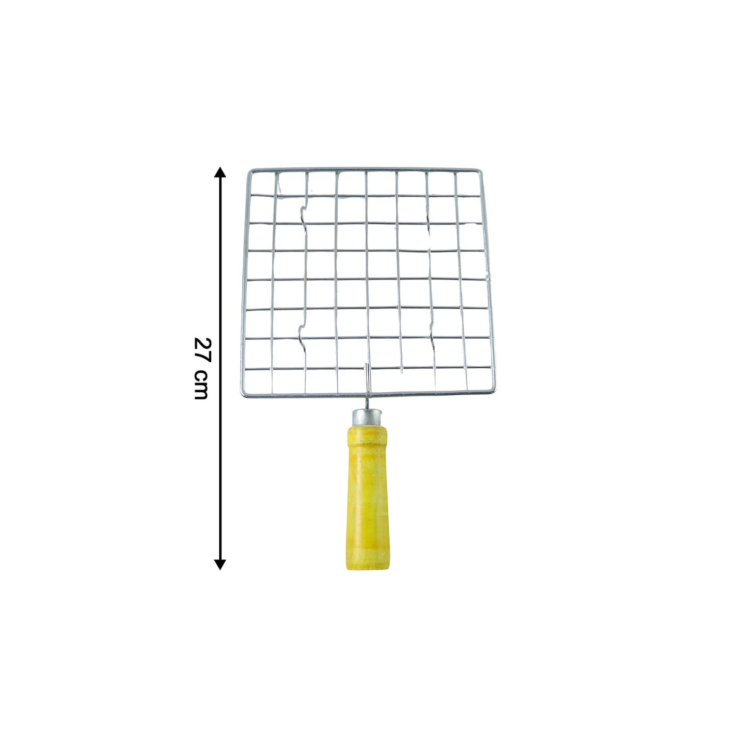 Kitchen Square Stainless Steel Roaster Jali, Barbecue Grill with Wooden Handle